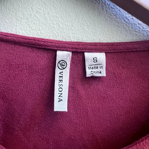 Versona Women's Red Faux Suede Shift Mini Dress Size Small - Picture 5 of 5